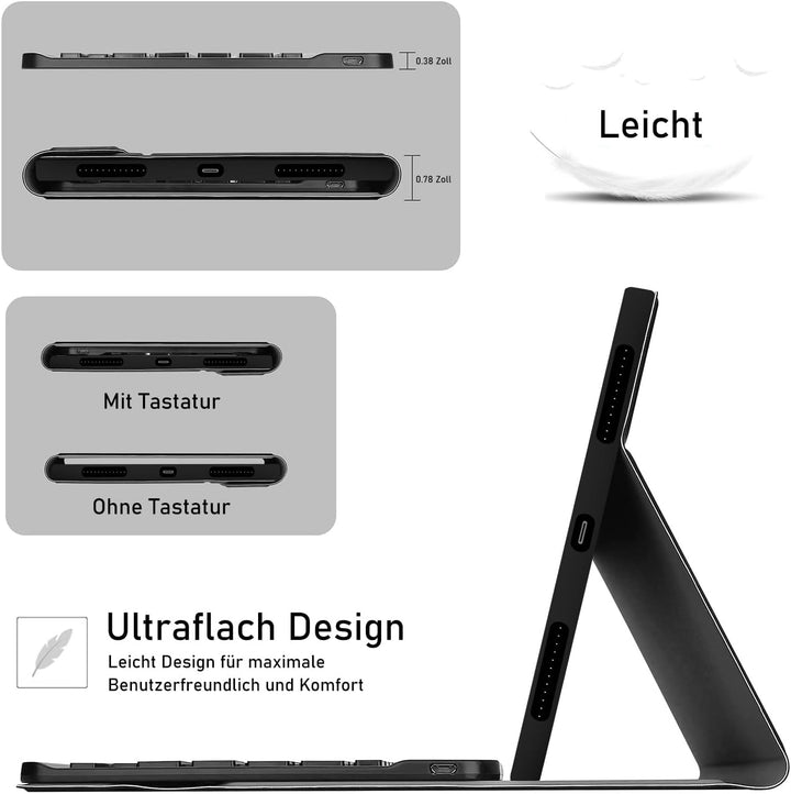 iPad Air 5 Hülle mit Tastatur für iPad Air 6 11 Zoll, Deutsches Taststur Hülle für iPad Air 11 Zoll