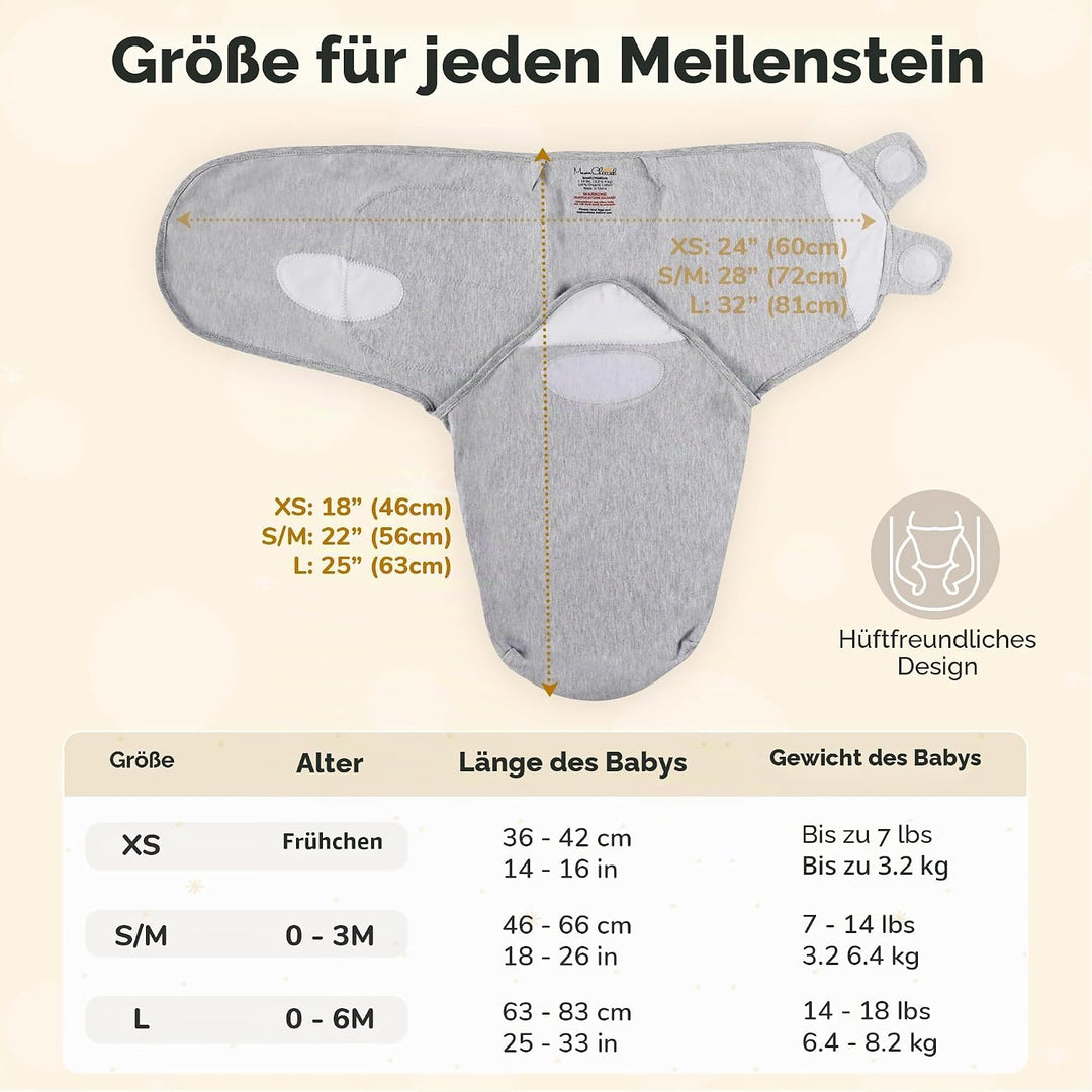 Mama Cheetah Baby Swaddle Blanket mit Zipper - 3er Pack für Neugeborene (0-3 Monate), Bio-Baumwolle,