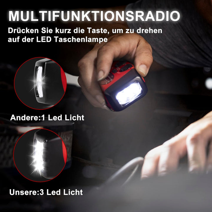 Solar-Energie-Notfall-Radio, NOAA Haus und Camping Notfall-Wetter-Radio mit AM/FM, Dynamo-Taschenlam