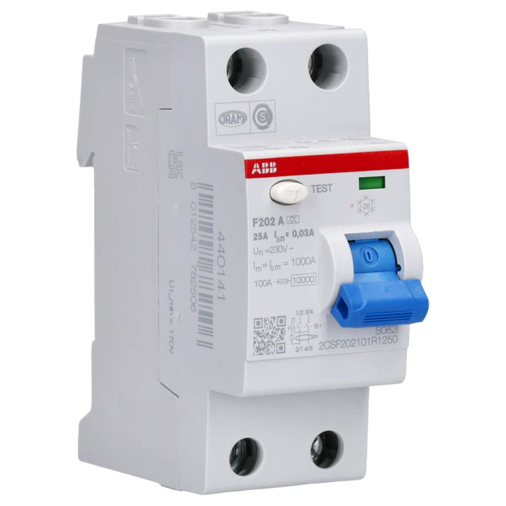 ABB F202 RCCB, 2-polig, 25A, 30mA Typ A CE 230V ac Einzelpack Single, Einzelpack Single