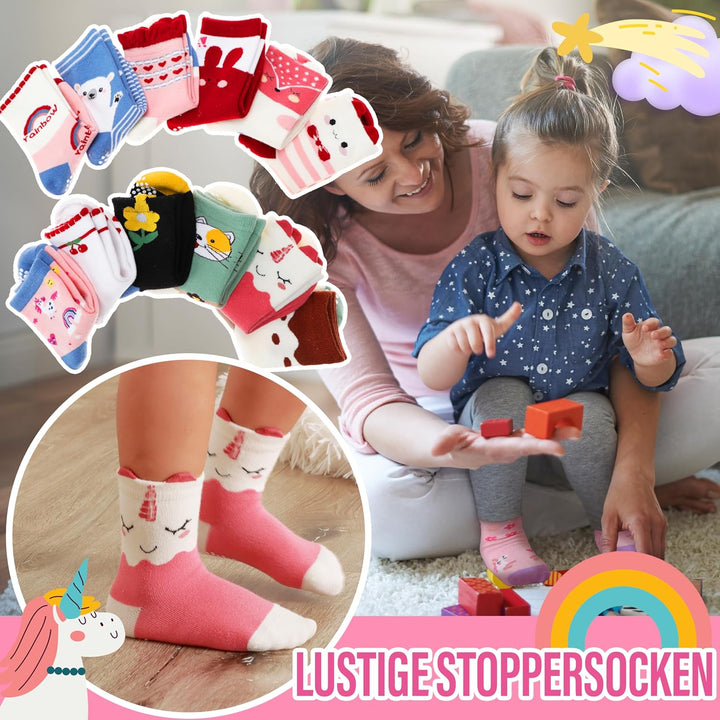 12 Paare Stoppersocken Kinder Baby Mädchen Socken Antirutschsocken Kinder Anti Rutsch Baumwolle Lust