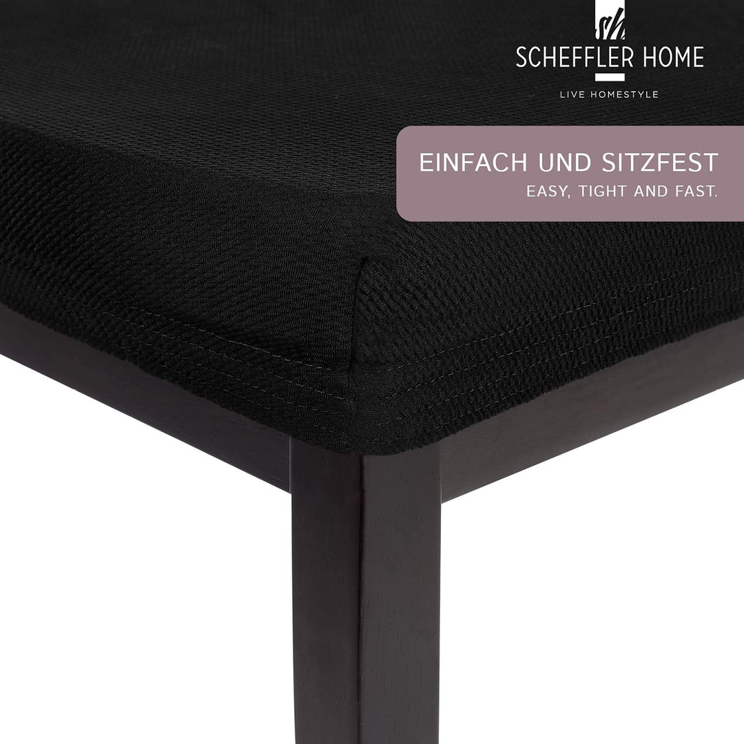 SCHEFFLER-Home Stuhlbezug Mia Schwarz/Stuhlüberzug 6er Set Chair Cover als Stuhlschoner/Stuhlhussen