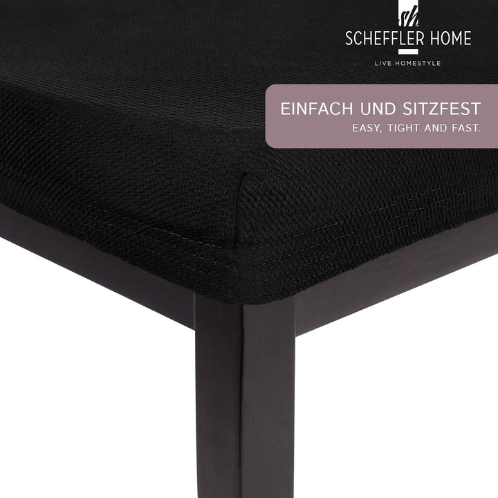 SCHEFFLER-Home Stuhlbezug Mia Schwarz/Stuhlüberzug 6er Set Chair Cover als Stuhlschoner/Stuhlhussen