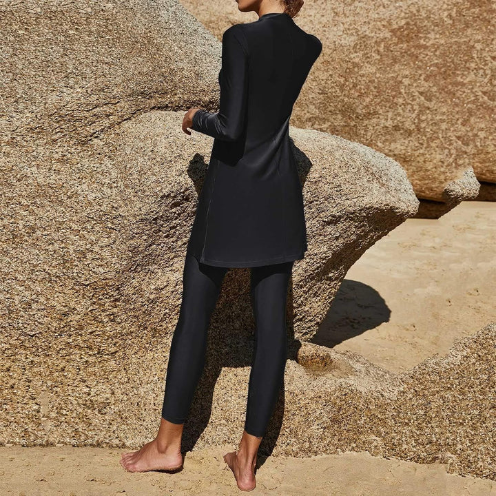 Generisch 2025- Frauen Sommer Burkini Muslimische Weibliche Zweiteiler Badeanzug Langarm Strand Bade