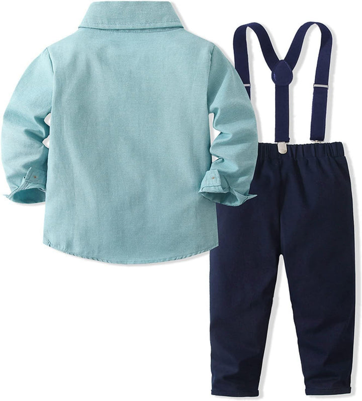 Volunboy Baby Jungen Anzug Set Bekleidung Hemd mit Fliege + Hosenträger Hosen Strampler Anzug 2-3 Ja
