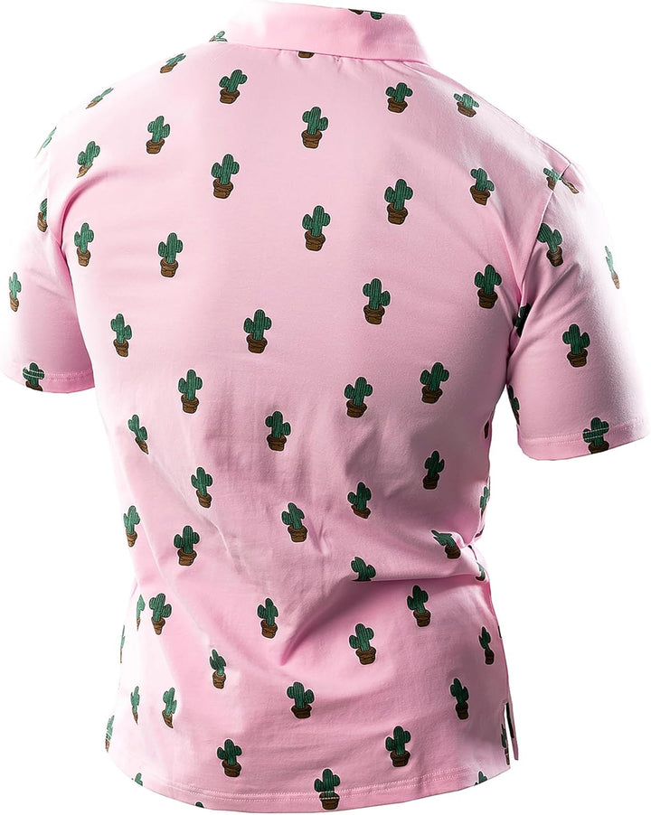 JOGAL Herren Golf Poloshirts Kurzarm Floral Sommer Freizeithemd Regular Fit Sport Outdoor Polo Tshir