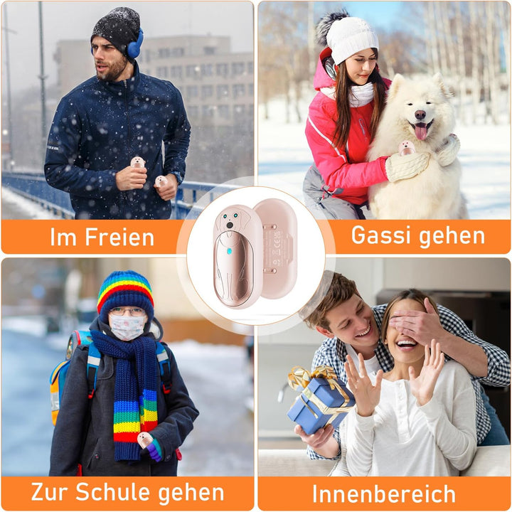 Lepwings Handwärmer Elektrisch, 2er-Pack, 6000 mAh Taschenwärmer Wiederverwendbar mit 3 Modi, 20 Stu