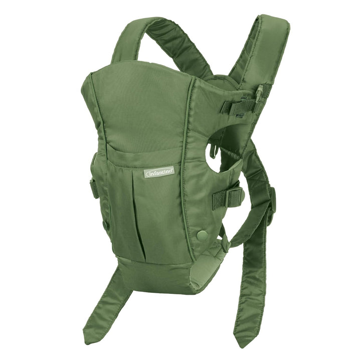 Infantino Swift Classic Babytrage, 2 Tragepositionen mit Wonder Cover Lätzchen, verstellbare Gurte,