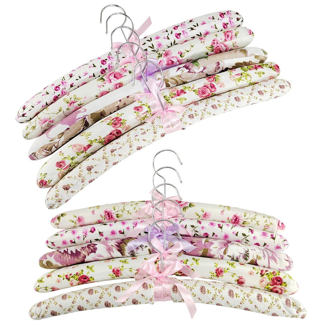 Kleiderbügel 10 Stück Lieferung mit Blumenmuster, gepolstert, weich, Gepolsterte Kleiderbügel Platzs