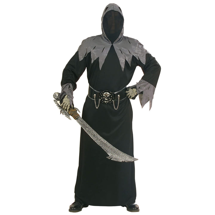 "SKULL WARLORD" (hooded robe with invisible face mask, belt with 3D skull buckle and chains) - (140