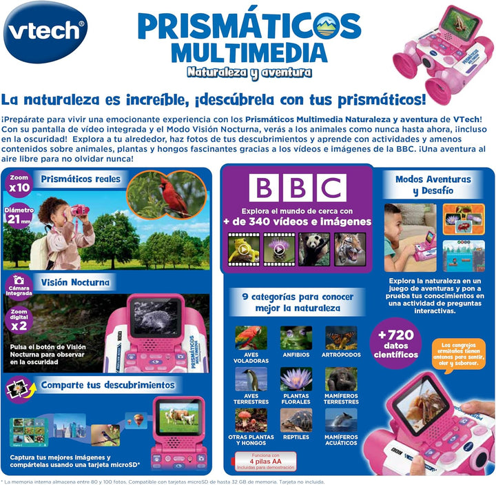 VTech - Multimedia-Fernglas Natur und Abenteuer, Fernglas für Kinder mit Kamera, Fotos und Videos, N