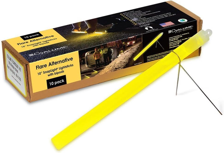 Cyalume Leuchtröhre 25cm (40er Pack) in Gelb - Leuchtstab mit Metallsockel zum Aufstellen - ideal zu