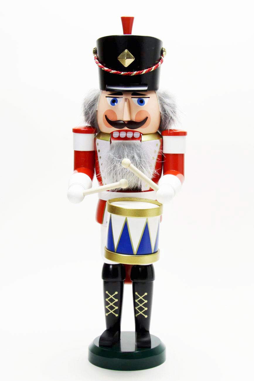 Seiffener Volkskunst Nussknacker "Trommler" rot ca. 39 cm, Erzgebirgskunst, Weihnachtsdeko, Nussknac