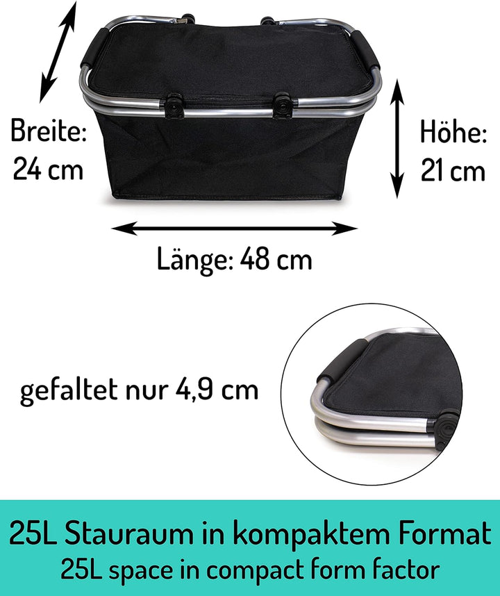 Einkaufskorb faltbar 25L - ideal für den Wocheneinkauf I Mit gepolsterten Tragegriffen & Reissversch