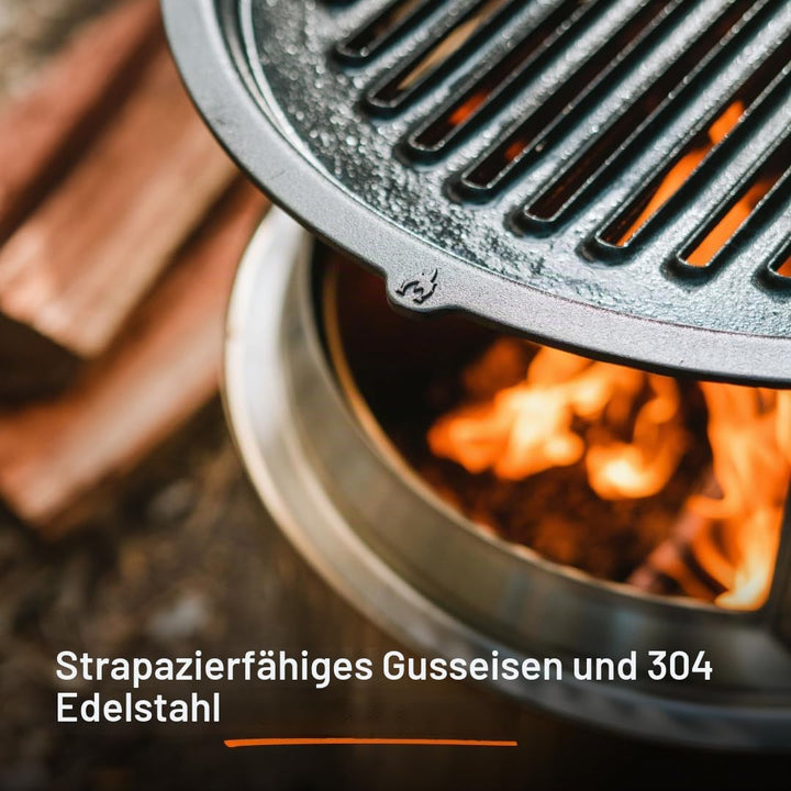 Solo Stove Bonfire Grillrost mit Aufsatz, Gusseisen-Grillrost mit Edelstahlaufsatz - Erhöhung von 20