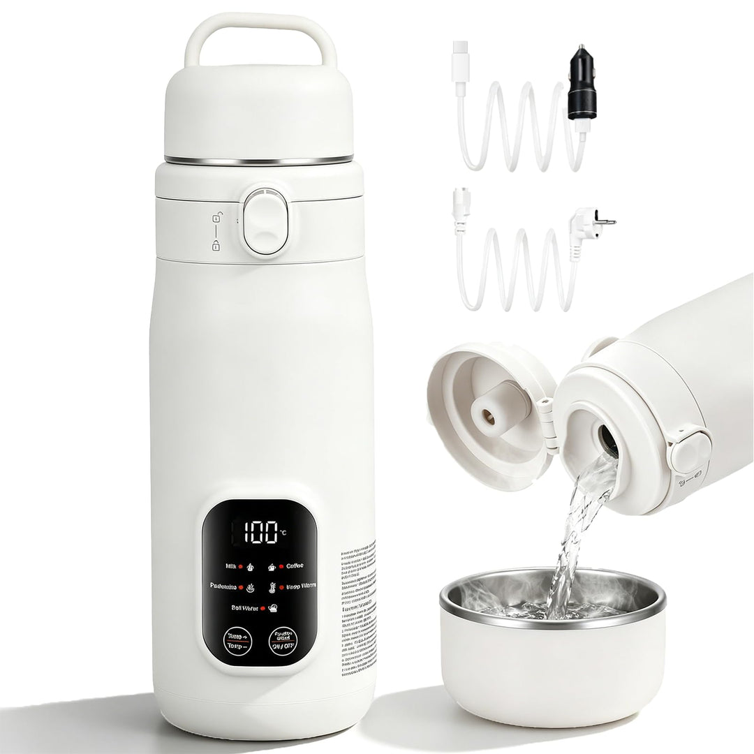 Elektrischer Reisewasserkocher Klein, 500ML Mini Wasserkocher 316 Edelstahl, 8 Sekunden Schnellheizu