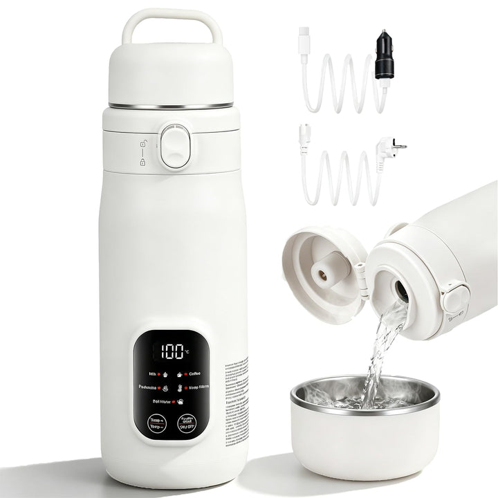 Elektrischer Reisewasserkocher Klein, 500ML Mini Wasserkocher 316 Edelstahl, 8 Sekunden Schnellheizu