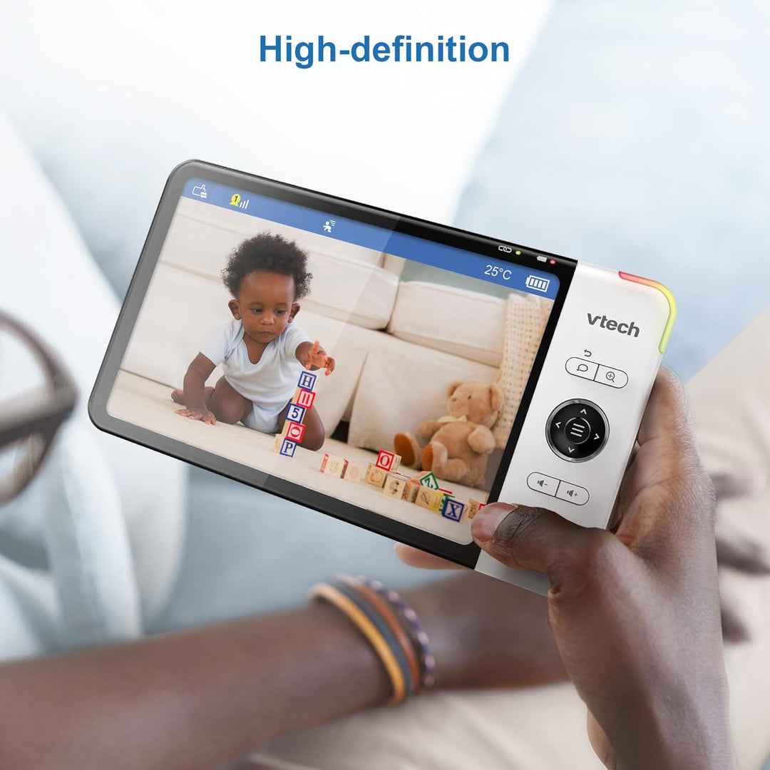 VTech VM919 HD Babymonitor – Video-Babyphon mit Weitwinkelkamera – 360° Panoramasicht, HD-Video, kla