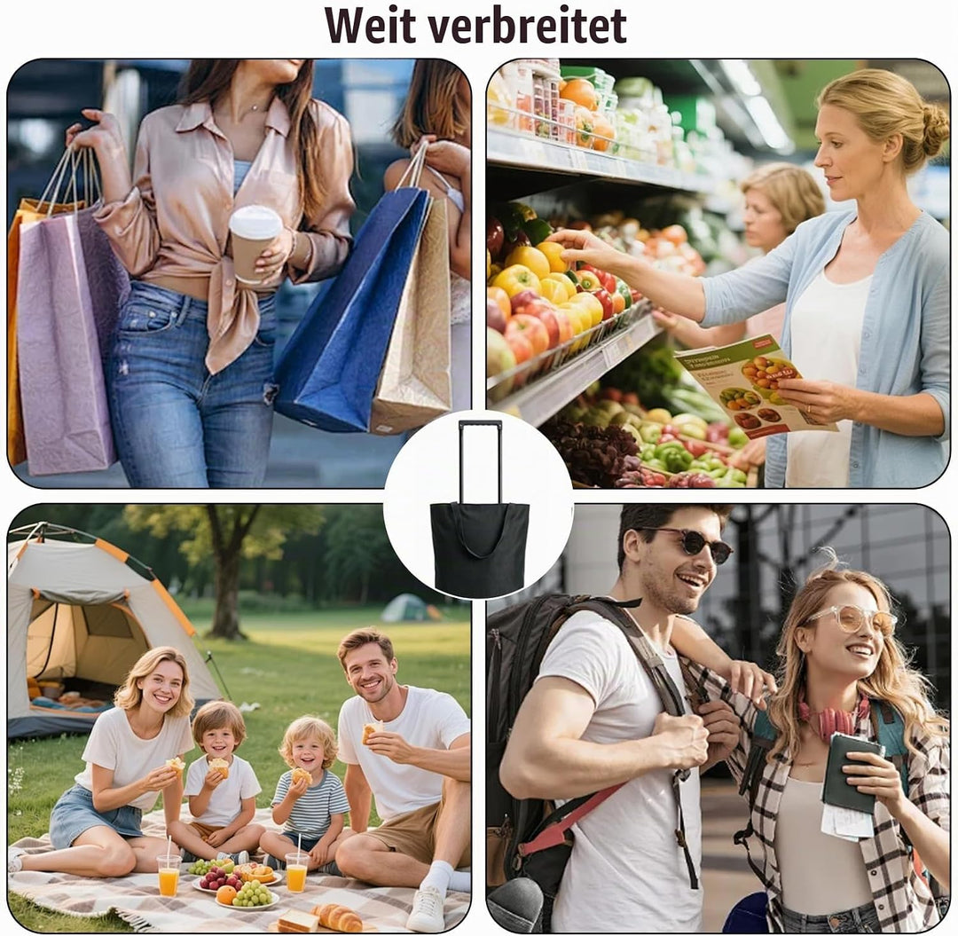 2-in-1 Einkaufstrolley, 30x20x42cm Einkaufstasche auf Rollen, Tragbare Multifunktionale Faltbare Ein