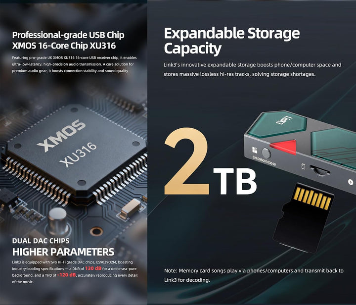 xDuoo LINK3 USB-DAC-Kopfhörerverstärker – ES9039Q2M*2 DAC-Chip, XMOS XU316, 1000 mW Ausgangsleistung