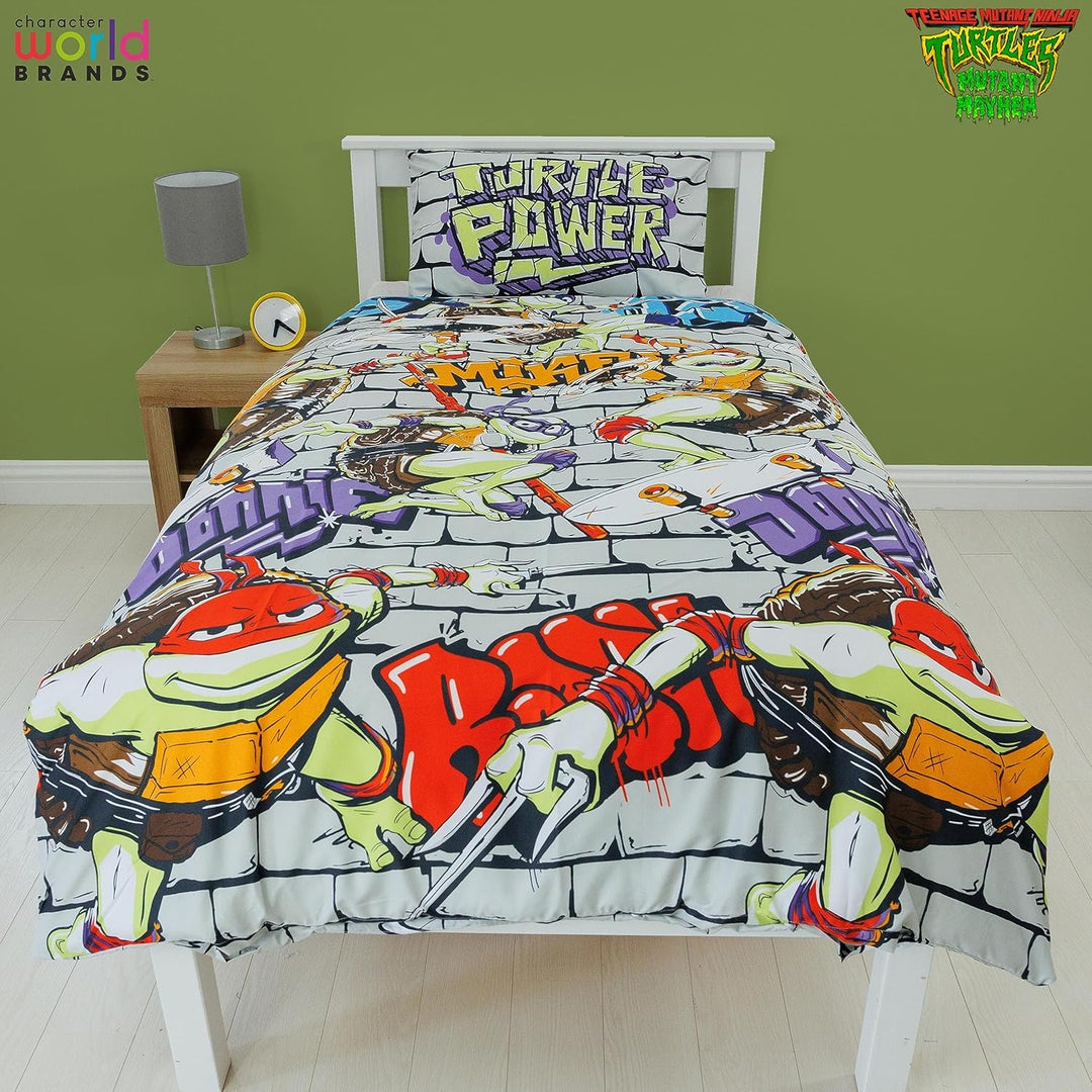 Character World Offizielles Teenage Mutant Ninja Turtles Bettwäsche-Set für Einzelbett, Power-Design