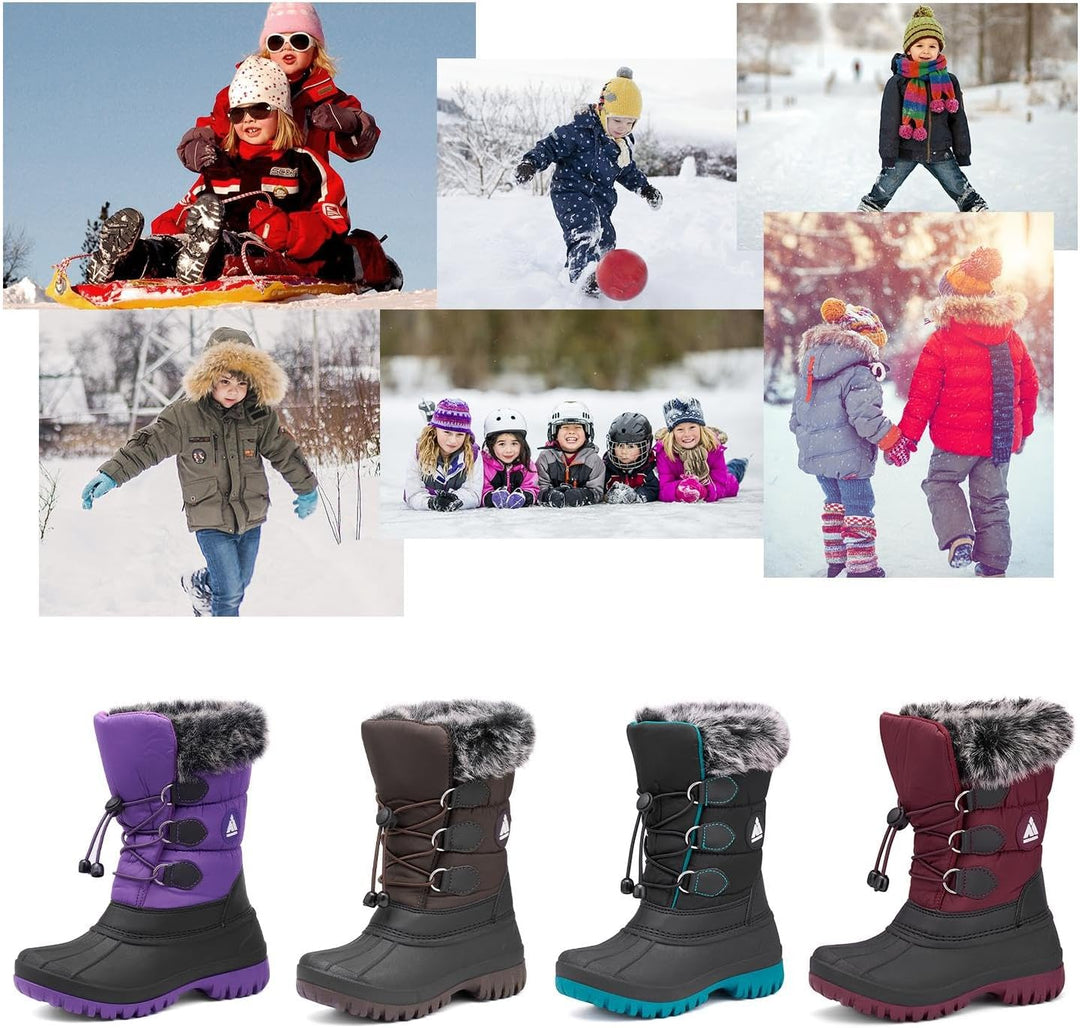 Mishansha Kinder Winterstiefel Gefüttert Wasserdichte Rutschfest Schneestiefel für Mädchen Jungen, G
