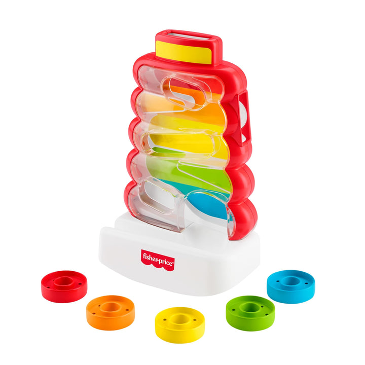 Fisher-Price Baby- und Kleinkindspielzeug, Rutschspass Farbring Pyramide, Aktivität mit Münzen zur s