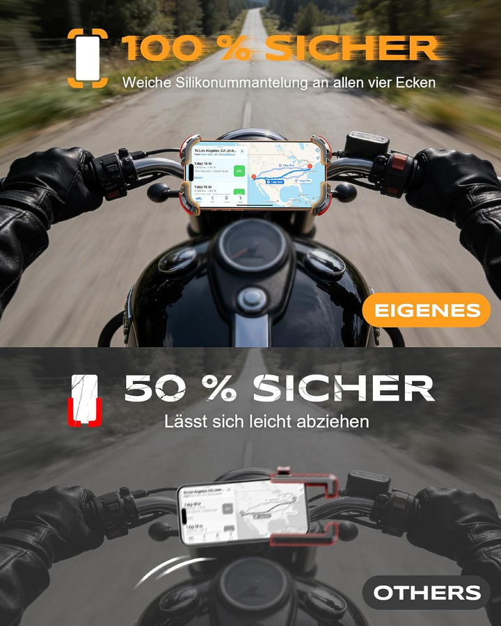 Babacom Handyhalterung Fahrrad Lenker, [1s-Sperre] [Sicherer Schutz] Handyhalterung Motorrad, Anti S