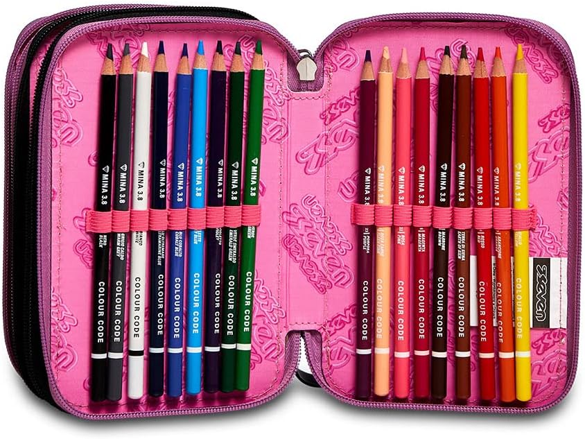 Seven Federmäppchen, Mäppchen, Mehrfarbig, Federtasche für Schreibwaren, Etui komplett mit Bleistift