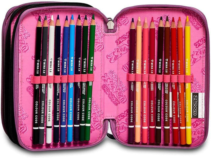 Seven Federmäppchen, Mäppchen, Mehrfarbig, Federtasche für Schreibwaren, Etui komplett mit Bleistift
