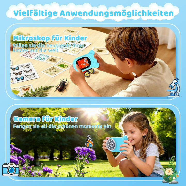 Mikroskop für Kinder - Digital Lupe Kinder mit 2-Zoll LCD HD Bildschirm, Handy Kinderkamera Microsco