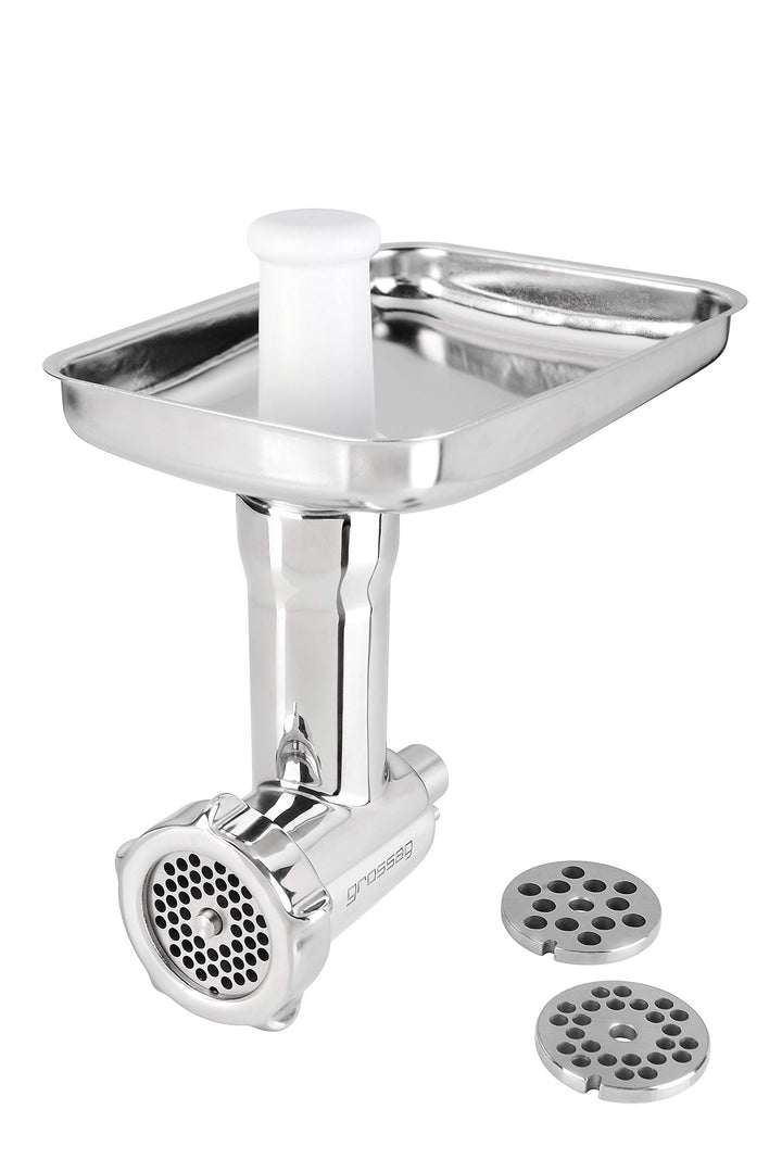 grossag Fleischwolf für KitchenAid Grösse 5 Edelstahl Spülmaschinenfest Inklusive 3 Lochscheiben KFW