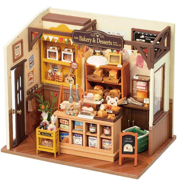 Rolife Puppenhäuser Miniatur Haus Kit mit Möbeln und LED-Licht Puppenhaus Holz Modellbausätze für Er