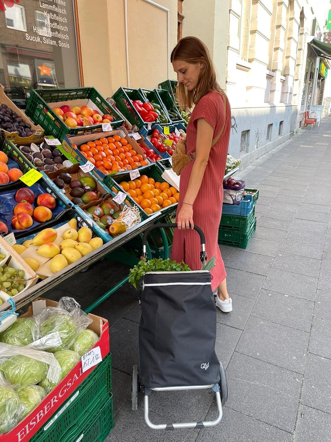 Einkaufstrolley Black-Line klappbar mit Kühlfach | Treppensteiger Shopping-Trolley Roller, grosse Ka
