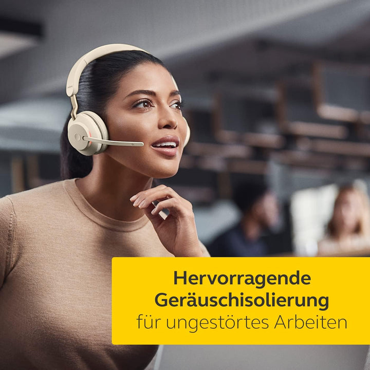 Jabra Evolve2 65 Wireless PC Headset with Charging Stand – Noise Cancelling Microsoft Teams Certifie