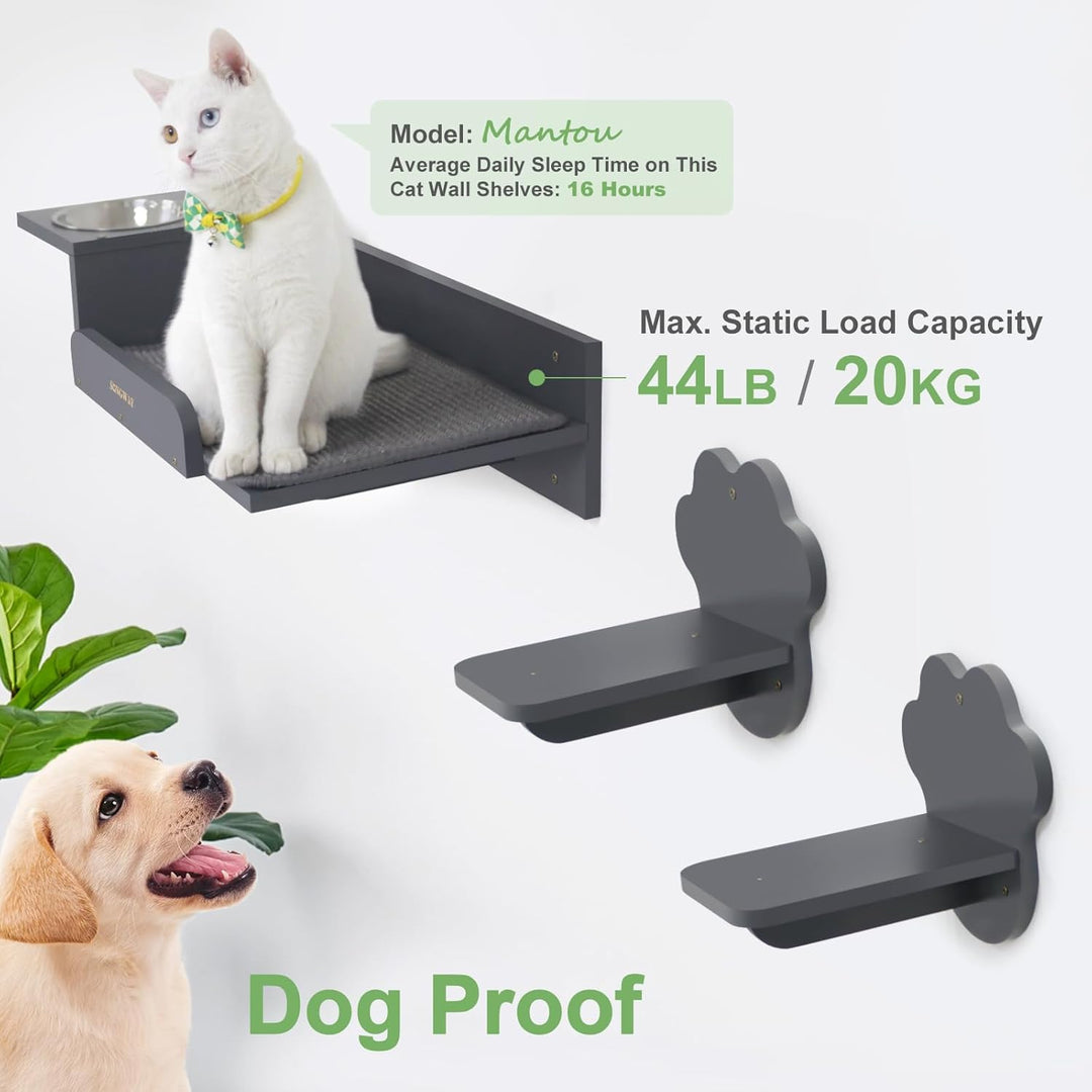 SONGWAY Katzen Kletterwand Set mit Katzennapf - Katzenliege mit Futterstelle und Katzentreppe für Wa