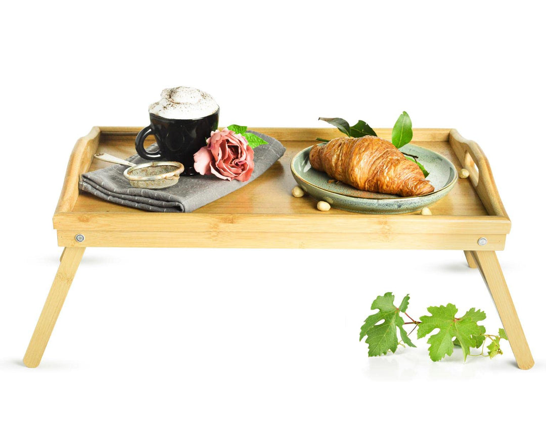 Sendez Frühstückstablett 50x30 cm Hell – Serviertablett aus Holz, Betttablett/Tablett zum Frühstück