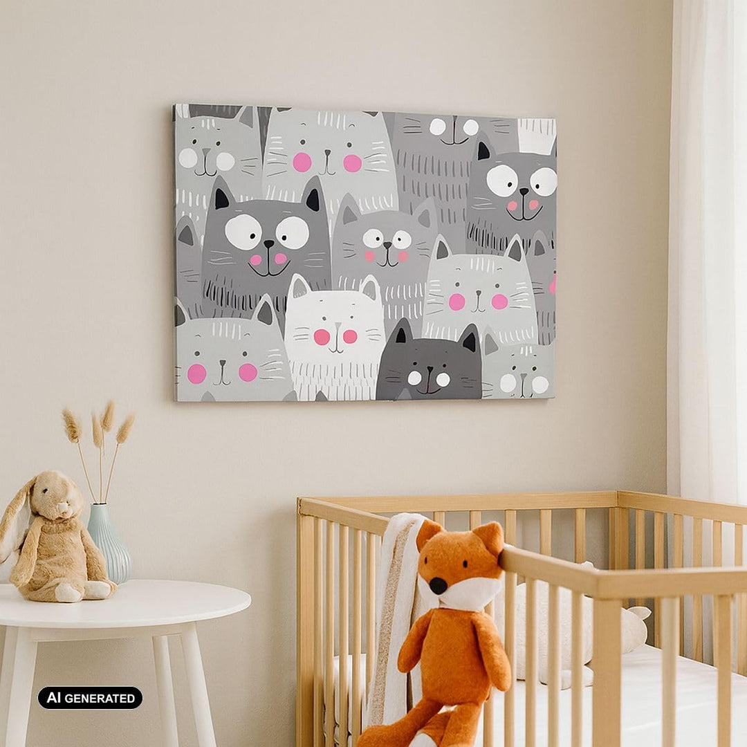 Bilder auf Leinwand Kittys Tiere Illustration Leinwandbild 70x50cm Wandbilder Dekoration Wohnzimmer