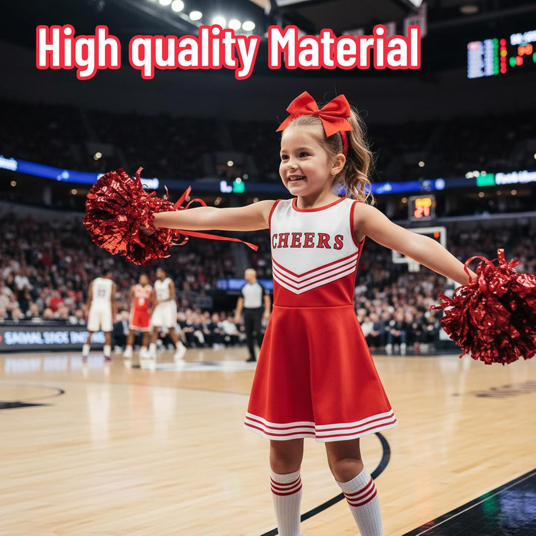 Cheerleader Kostüm Kinder, Cheerleading Outfit, 10 Stück Faschingskostüme Kinder für Komplettes Set