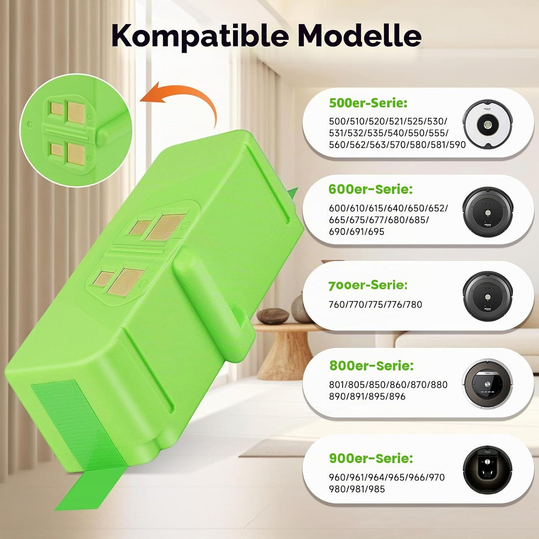 CITYORK 6700mAh Li-ion Ersatz Akku für iRobot Roomba 980 981 985 960 968 966 965 900, 880 896 895 89