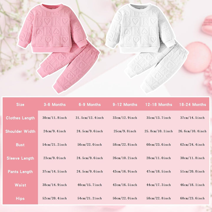 Kunyeah 2pcs Baby Mädchen Outfit Mädchen Liebe Herz Pullover Kleinkind Sweatshirt Hosen Kleinkind Br