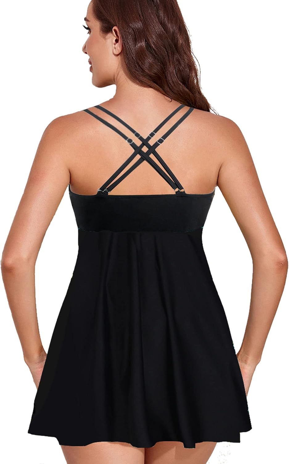 Tankini Damen Badeanzug Bauchweg Badekleid Mesh Bademode Oberteil Zweiteilig Grosse Grössen Frauen R