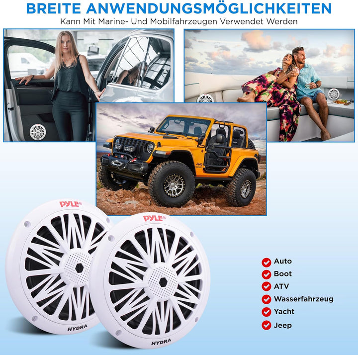 Pyle PLMR62 200 W 16,5 cm 2 Wege Marine Lautsprecher, Weiss