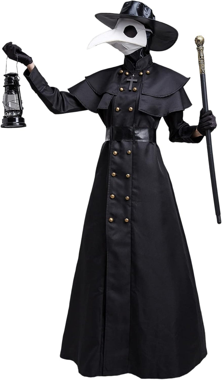 Feynman Herren Mittelalter Steampunk Pest-Doktor Pest Arzt Halloween Kostüm mit Pestdoktor Accessoir