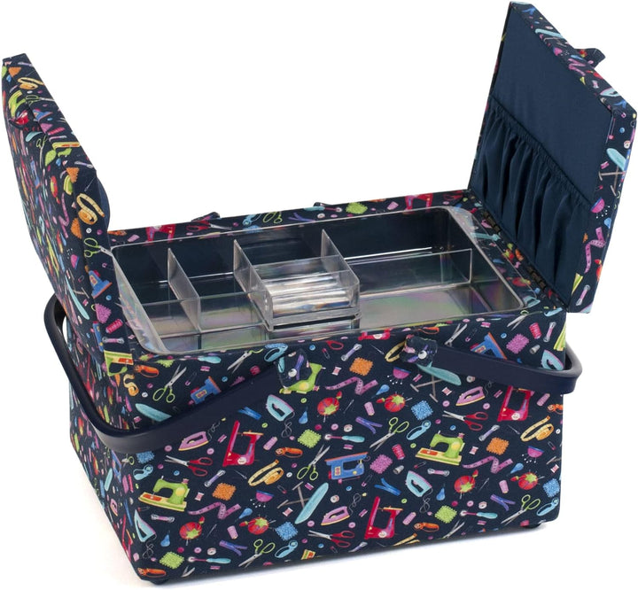 Hobby Gift Nähkästchen, gross, rechteckig, Doppeldeckel, Mini-Nähmaschinen Mini-nähmaschinen Rechtec