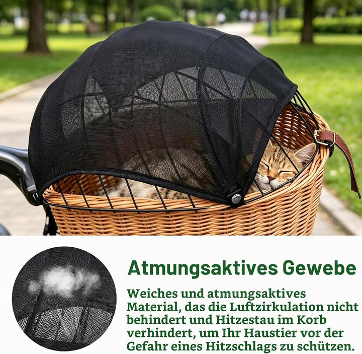 Fahrradkorb Abdeckung, atmungsaktives Sonnensegel für Hundefahrradkorb hinten, Wind und staubdicht,