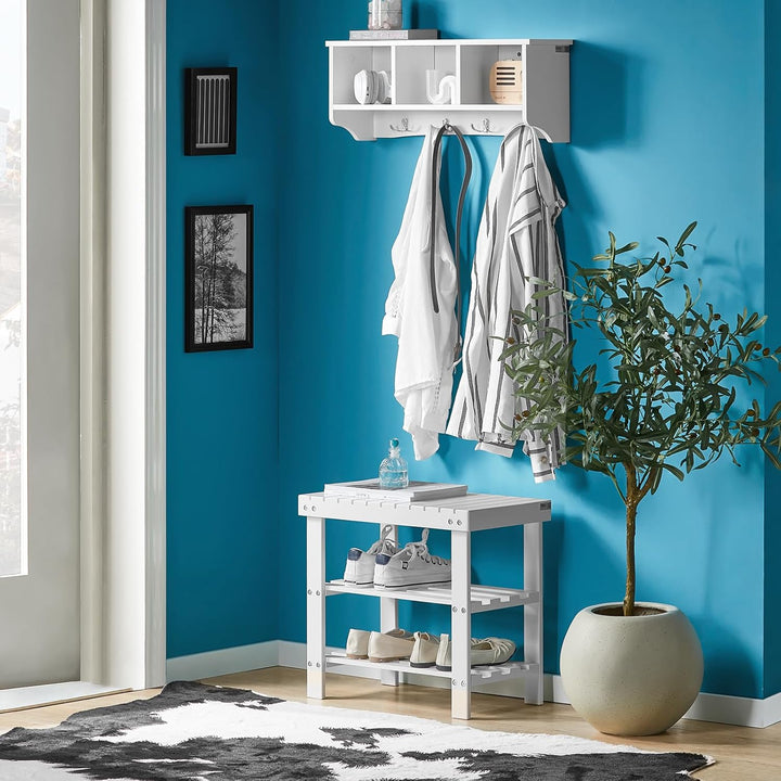 SoBuy Schuhregal Sitzbank Schuhbank mit 2 Jahren Garantie Breit 50cm weiss aus Bambus FSR02-K-W