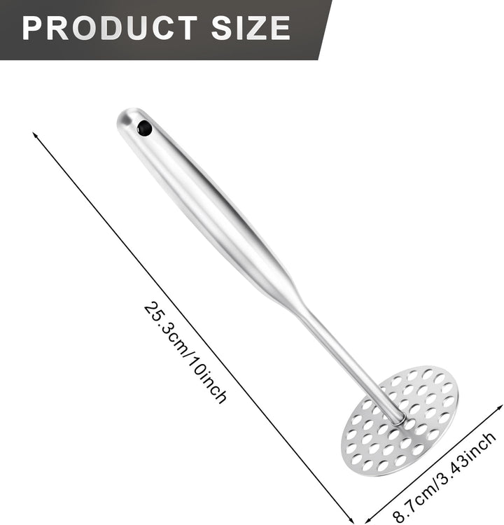 Kartoffelstampfer Edelstahl 25,3 cm mit Langem Griff,Stampfer Küche,Potato Masher für Spülmaschinenf