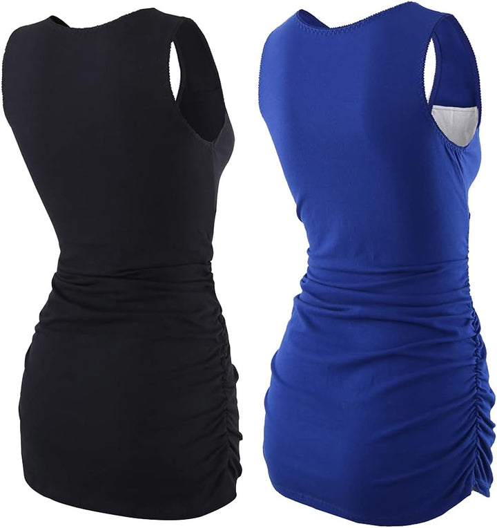 COLOMI Damen Umstandsoberteile Ärmellos Stillshirt Umstandsshirt V-Neck Nursing Tops Umstandsmode L
