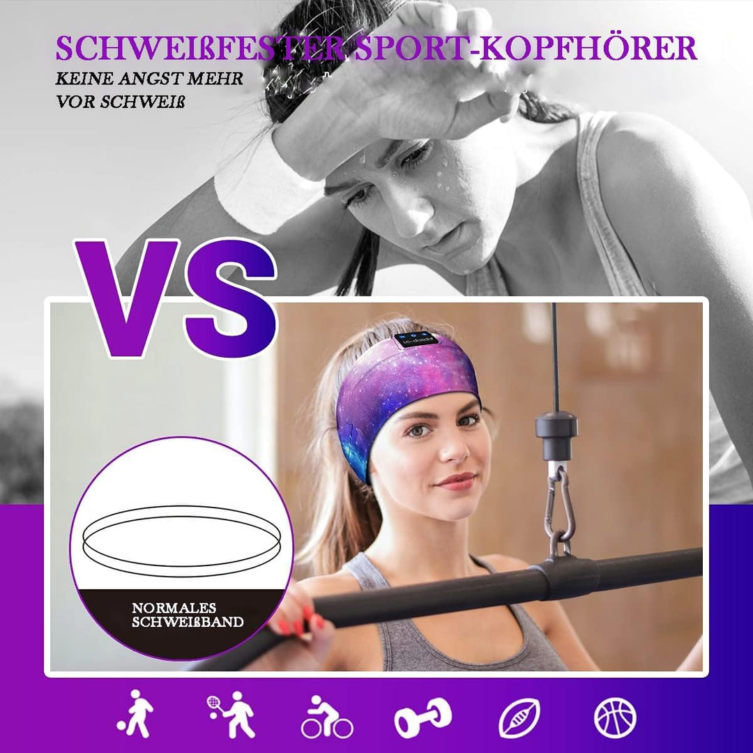 LC-dolida Schlafkopfhörer Bluetooth 5.4, Schlaf Stirnband Kopfhörer Headband Schlafmaske, Sportskopf
